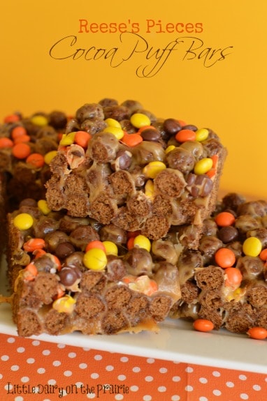 Reeses-Pieces-Cocoa-Puff-Bars-Little-Dairy-on-the-Prairie-Peanut-Butter-Krispy-Treats