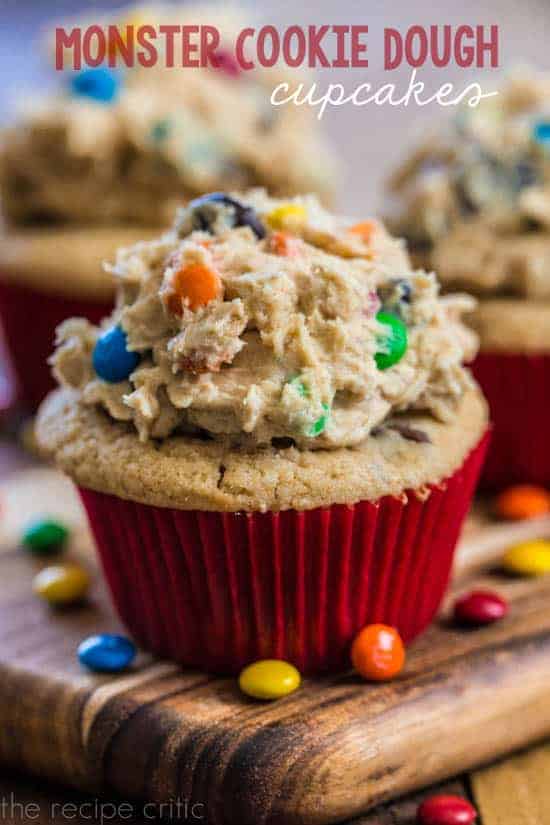 Monster Cookie Dough Cupcakes | The Recipe Critic
