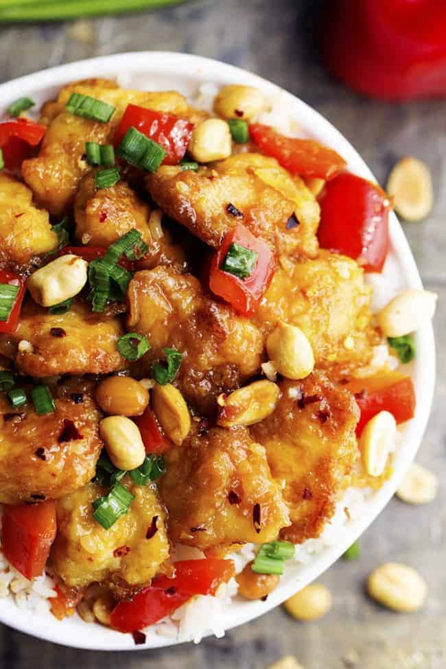 Everyone who comes over for dinner begs for us to make this awesome Baked Kung Pao Chicken. Holy crispy, saucy chicken that everyone loves to devour!