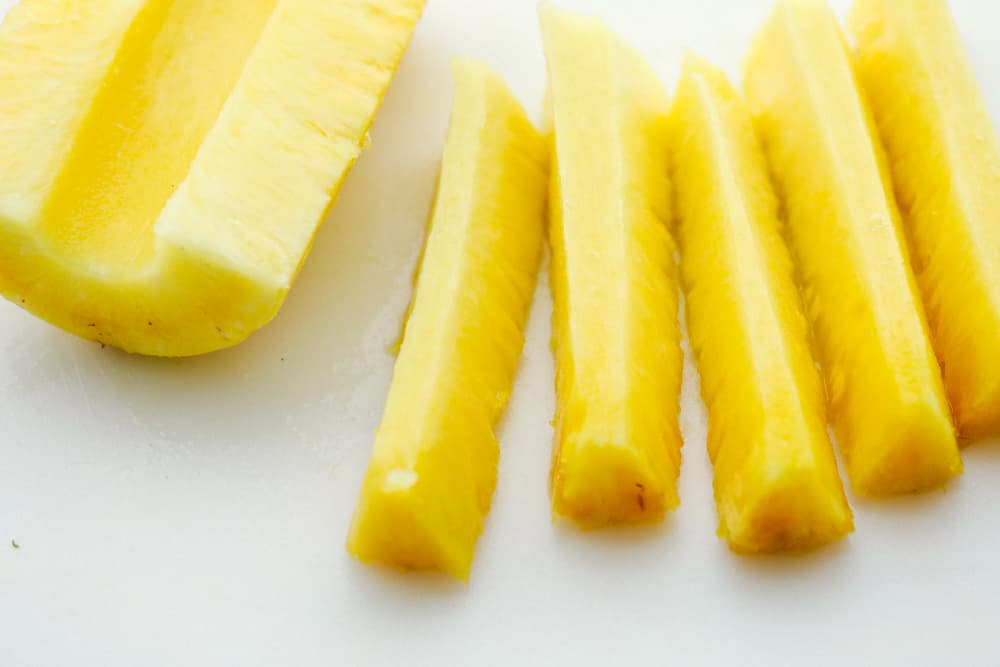 Pineapple cut into spears. 