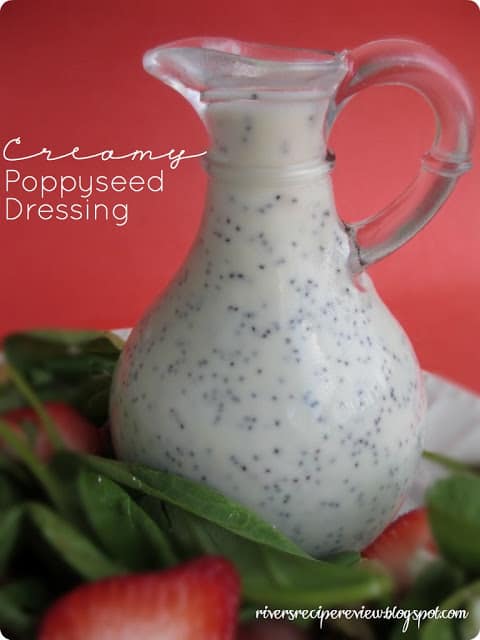 Creamy Poppyseed Dressing in a large pitcher. 