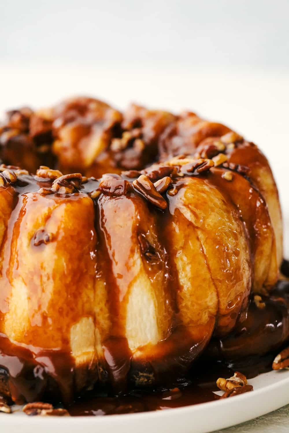 Sticky buns with caramel sauce ready to eat. 
