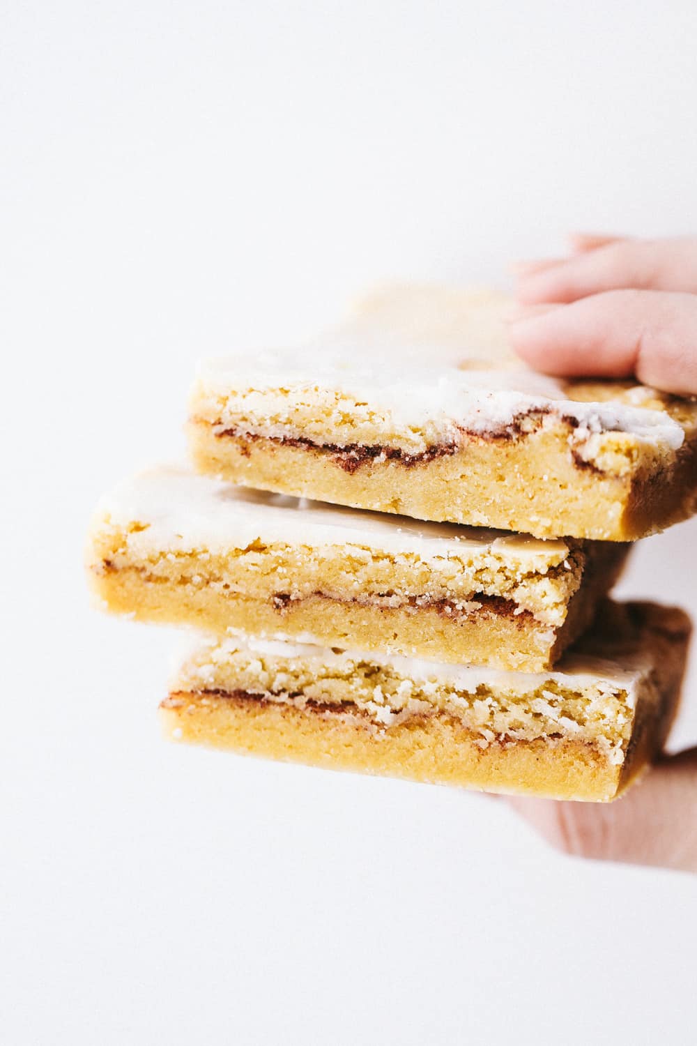 Snickerdoodle bars stacked on top of each other. 