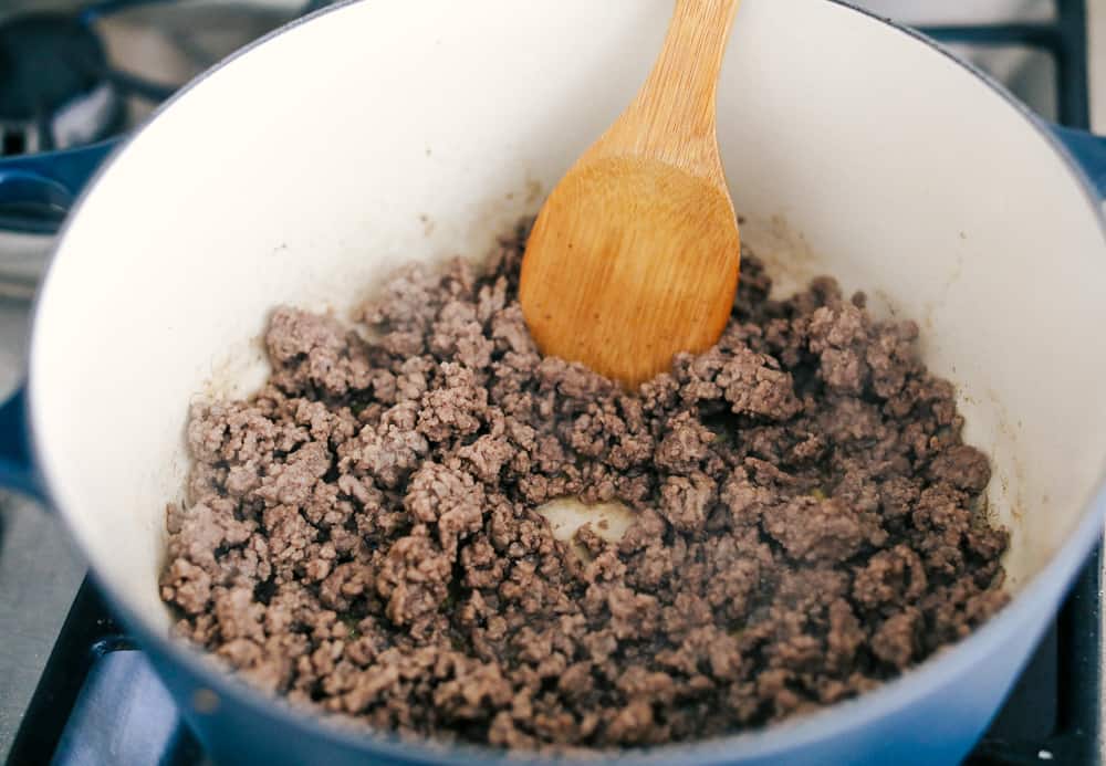 Ground beef being cooked 