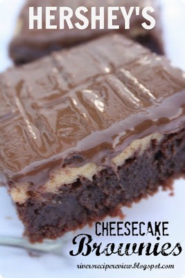 A close up of a hershey's cheesecake brownie.