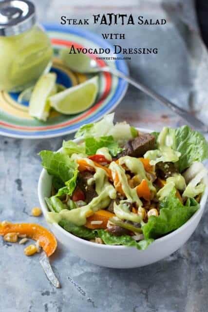 Steak Fajita Salad with Avocado Dressing - 80