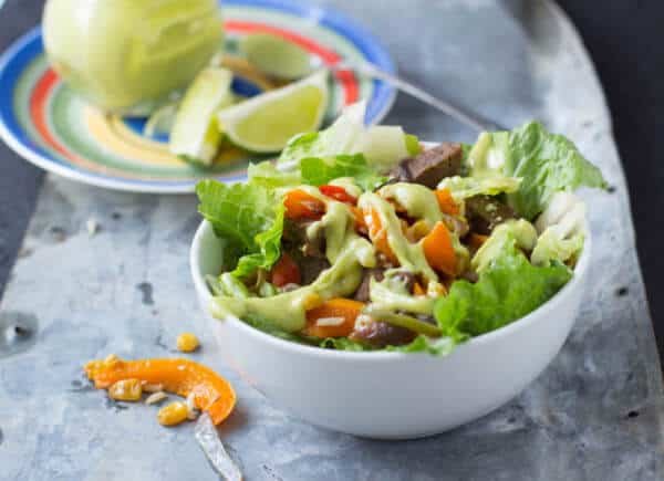 Steak Fajita Salad with Avocado Dressing - 53