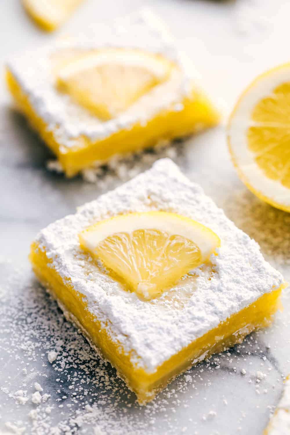 Perfect Lemon Bar close up.