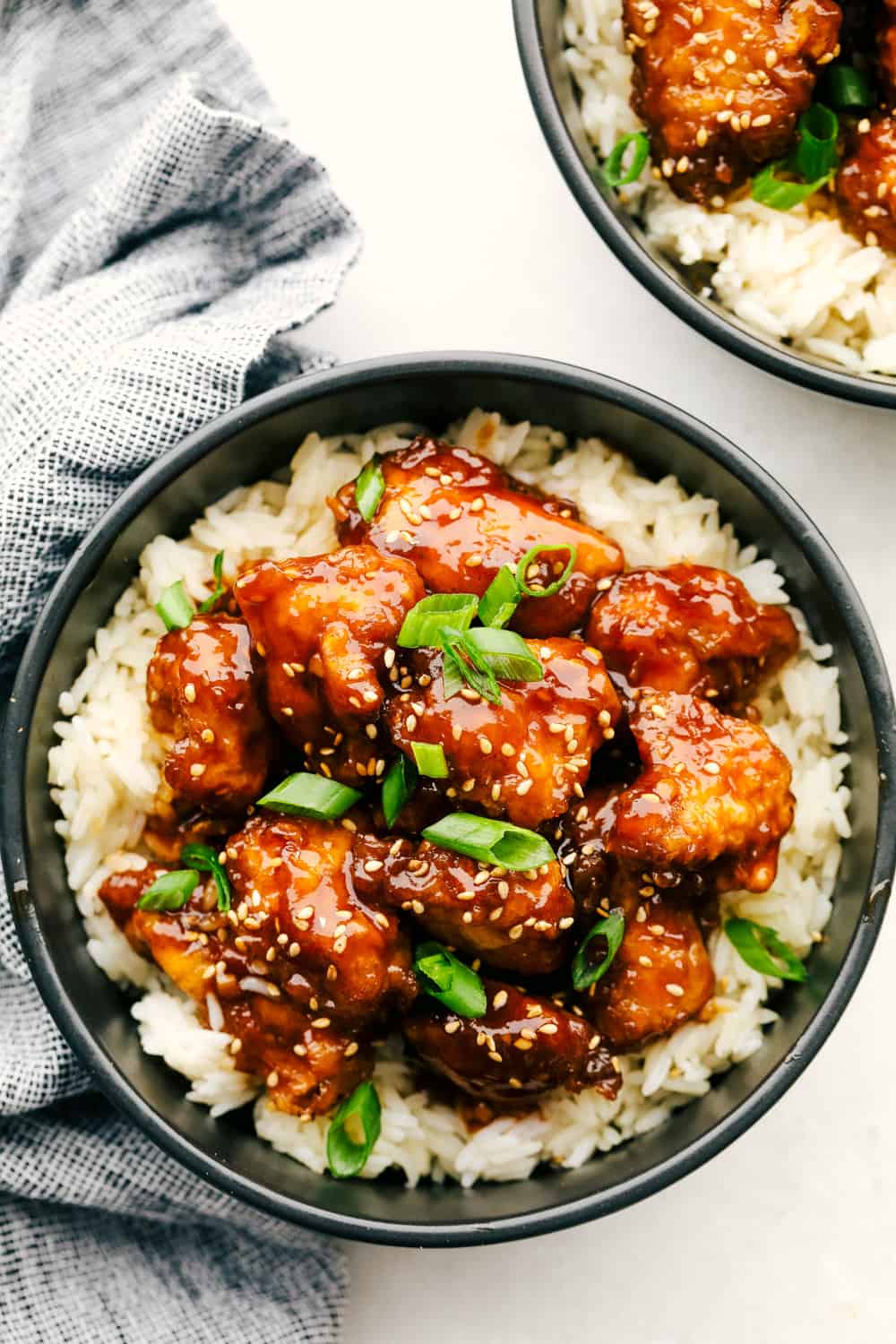 Honey baked chicken in a bed of rice. 