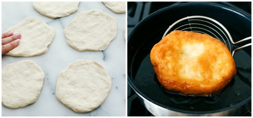 Galletas Pillsbury aplastadas y fritas en aceite. 