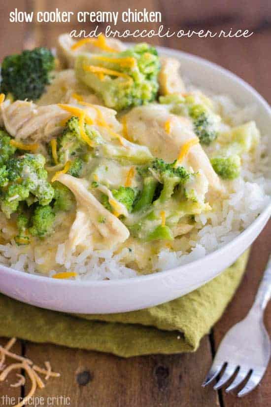 Slow Cooker Creamy Chicken And Broccoli Over Rice The Recipe Critic