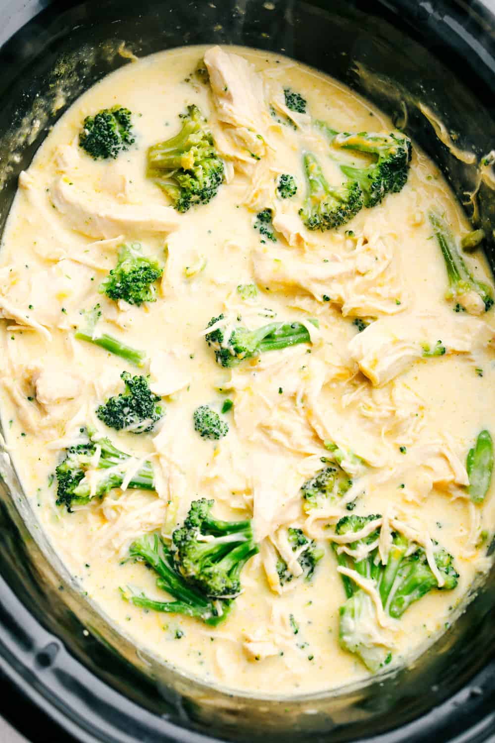 Slow Cooker Chicken and Broccoli in a creamy sauce.