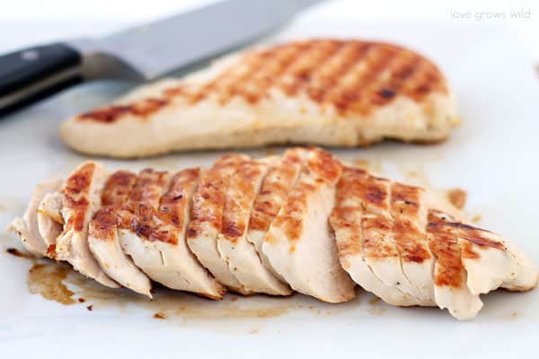 Grilled Citrus Chicken that has been sliced. 