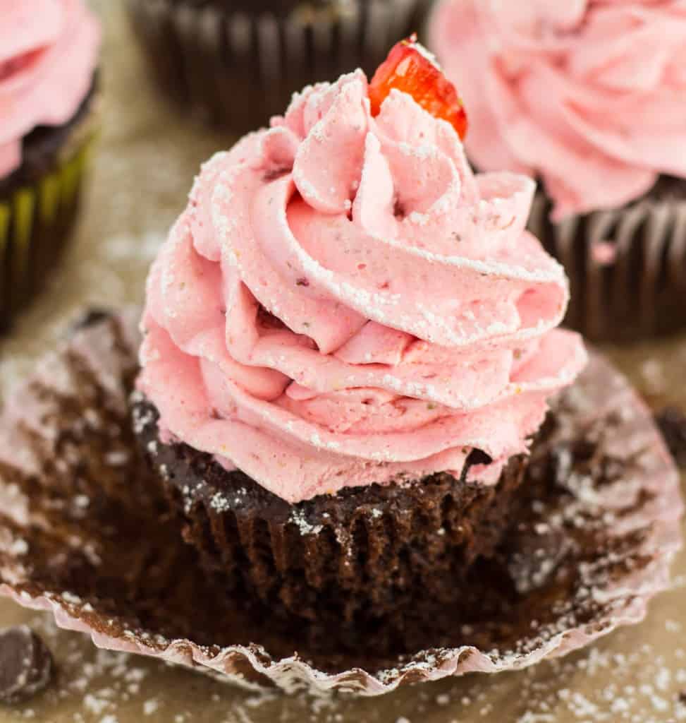 Chocolate Cupcakes with a Strawberry Mousse Frosting - 37