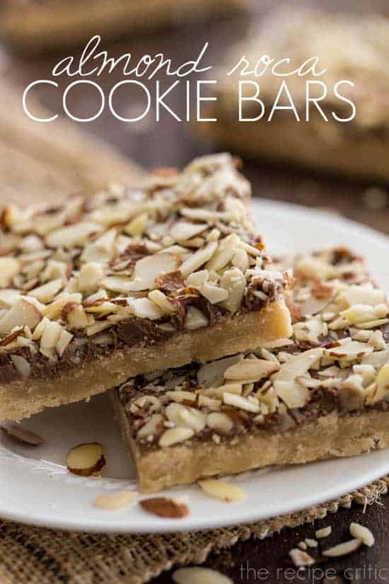 Almond Roca Cookie Bars | The Recipe Critic