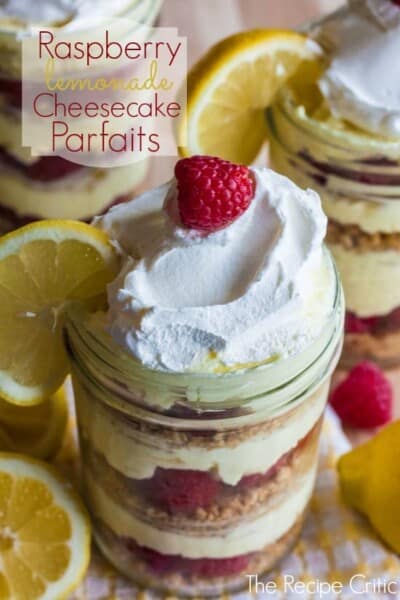 Rasberry Lemonade Cheesecake Parfaits - One of the Best Lemon Recipes. The Recipe Critic, Alyssa Rivers.
