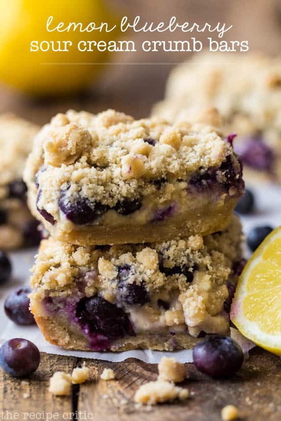 Lemon Blueberry Sour Cream Crumb Bars | The Recipe Critic