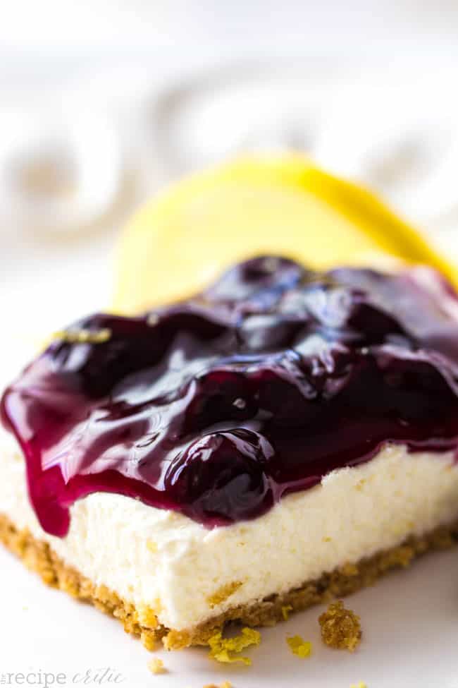 No Bake Lemon Blueberry Cheesecake Bars - 30