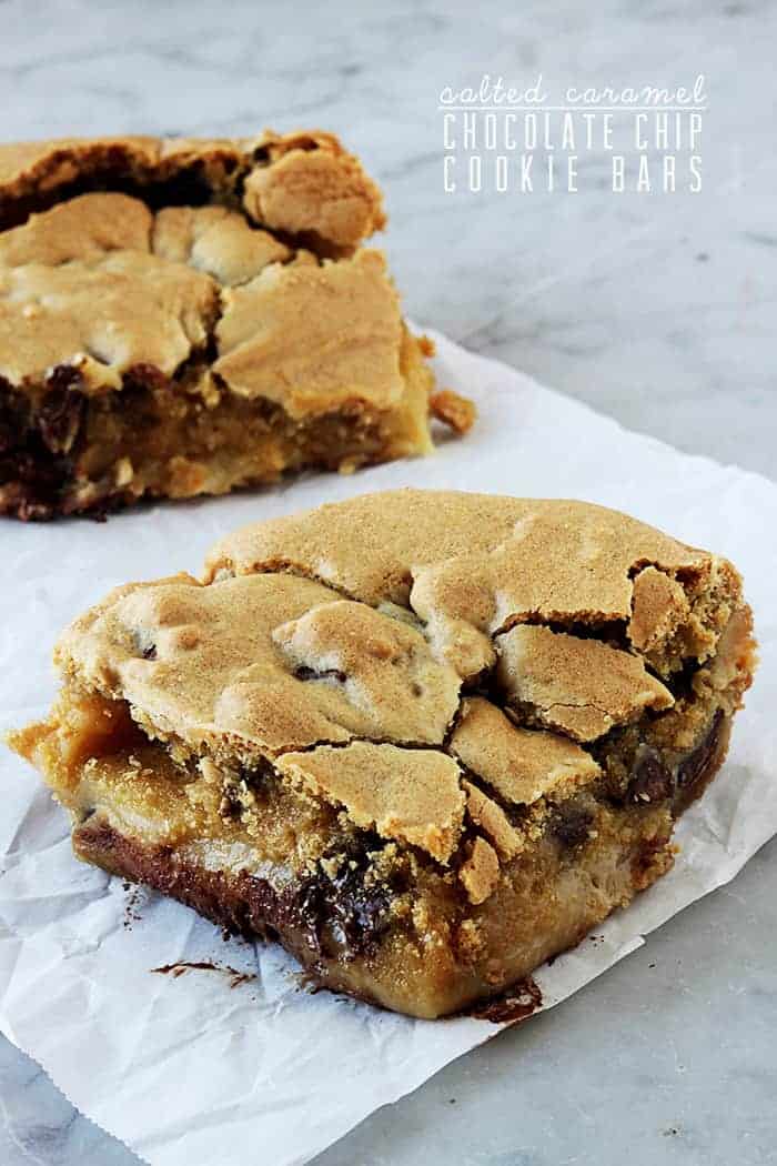 Salted Caramel Chocolate Chip Cookie Bars - 16