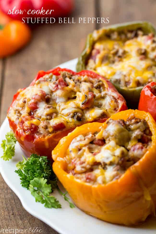 Slow Cooker Stuffed Bell Peppers | Easy Ground Beef Recipes You'll Crave | best ground beef recipes pioneer woman