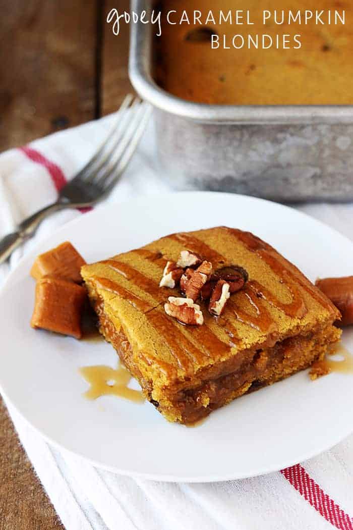 Gooey Caramel Pumpkin Blondies