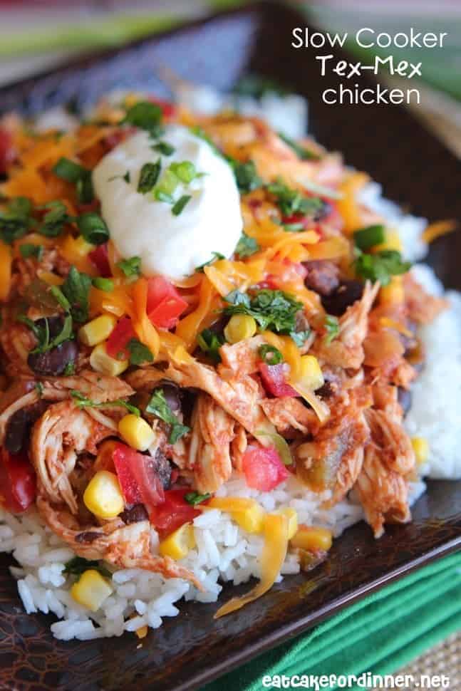 Cheesy Crock Pot Chicken Casserole - Tex Mex Style - 101 Cooking For Two