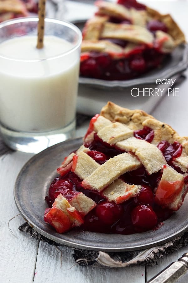 Cherry-pie on a gray plate. 