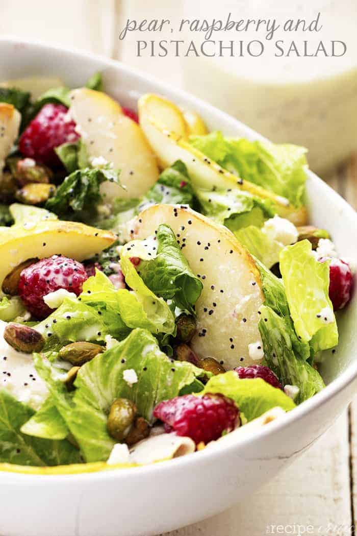 Pear  Raspberry and Pistachio Salad with a Creamy Poppyseed Dressing - 60