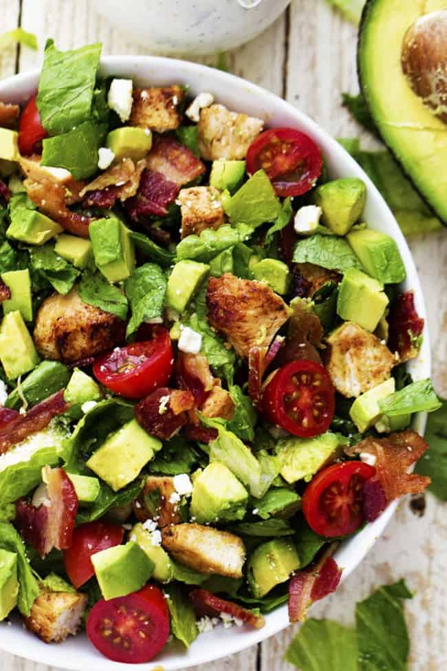 Avocado  Chicken and Bacon Chopped Salad with a Creamy Basil Dressing - 18