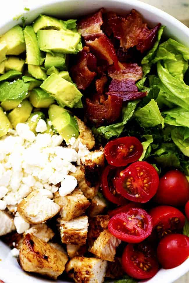 Avocado  Chicken and Bacon Chopped Salad with a Creamy Basil Dressing - 81