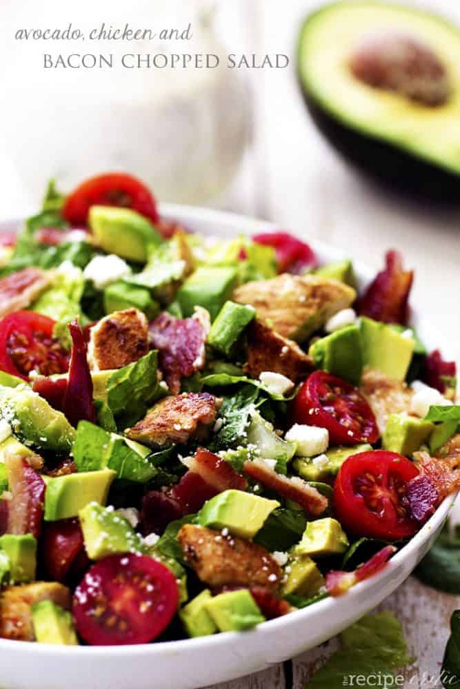 Avocado  Chicken and Bacon Chopped Salad with a Creamy Basil Dressing - 30