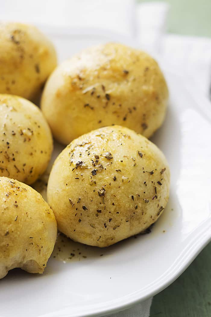 Garlic Parmesan Cheese Bombs on a white plate.