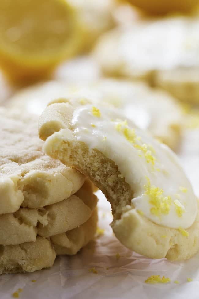 Lemon sugar cookie close up of the inside.