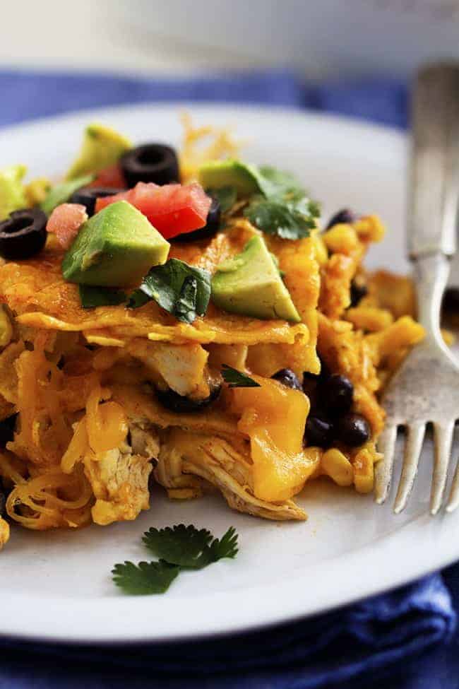 Loaded Stacked Chicken Enchilada Casserole - 72