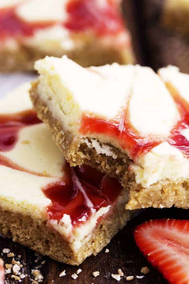 Strawberry Swirl Cheesecake Oatmeal Cookie Bars - 17