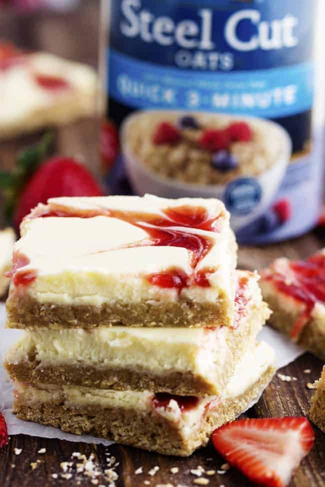 Strawberry Swirl Cheesecake Oatmeal Cookie Bars - 1