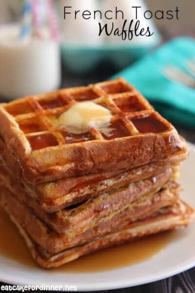 French Toast Waffles in a stack.