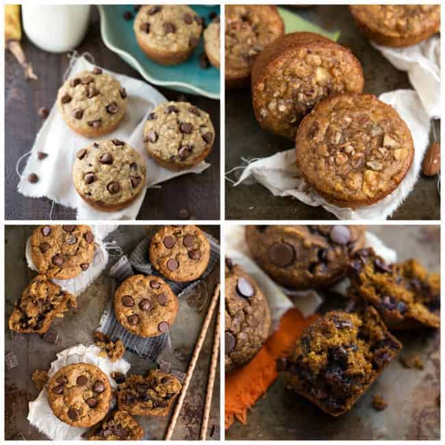 4 examples of healthy and flourless Muffins