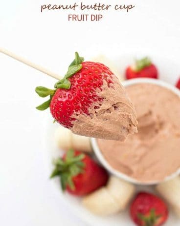 The easiest peanut butter cup fruit dip! Tastes like you are eating an actual peanut butter cup!