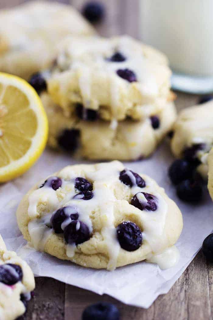 Blueberry Cream Cheese Cookies with a Lemon Glaze