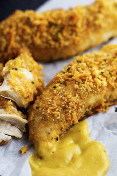 Baked Garlic Cheddar Chicken Strips - Recipe Concepts