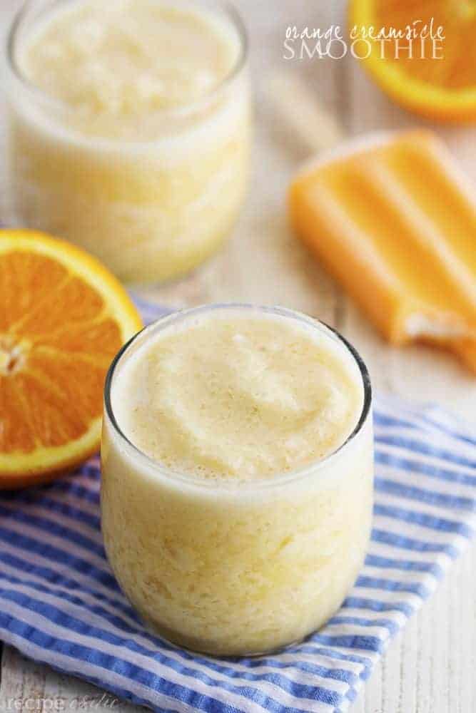orange creamsicle smoothie in a glass.