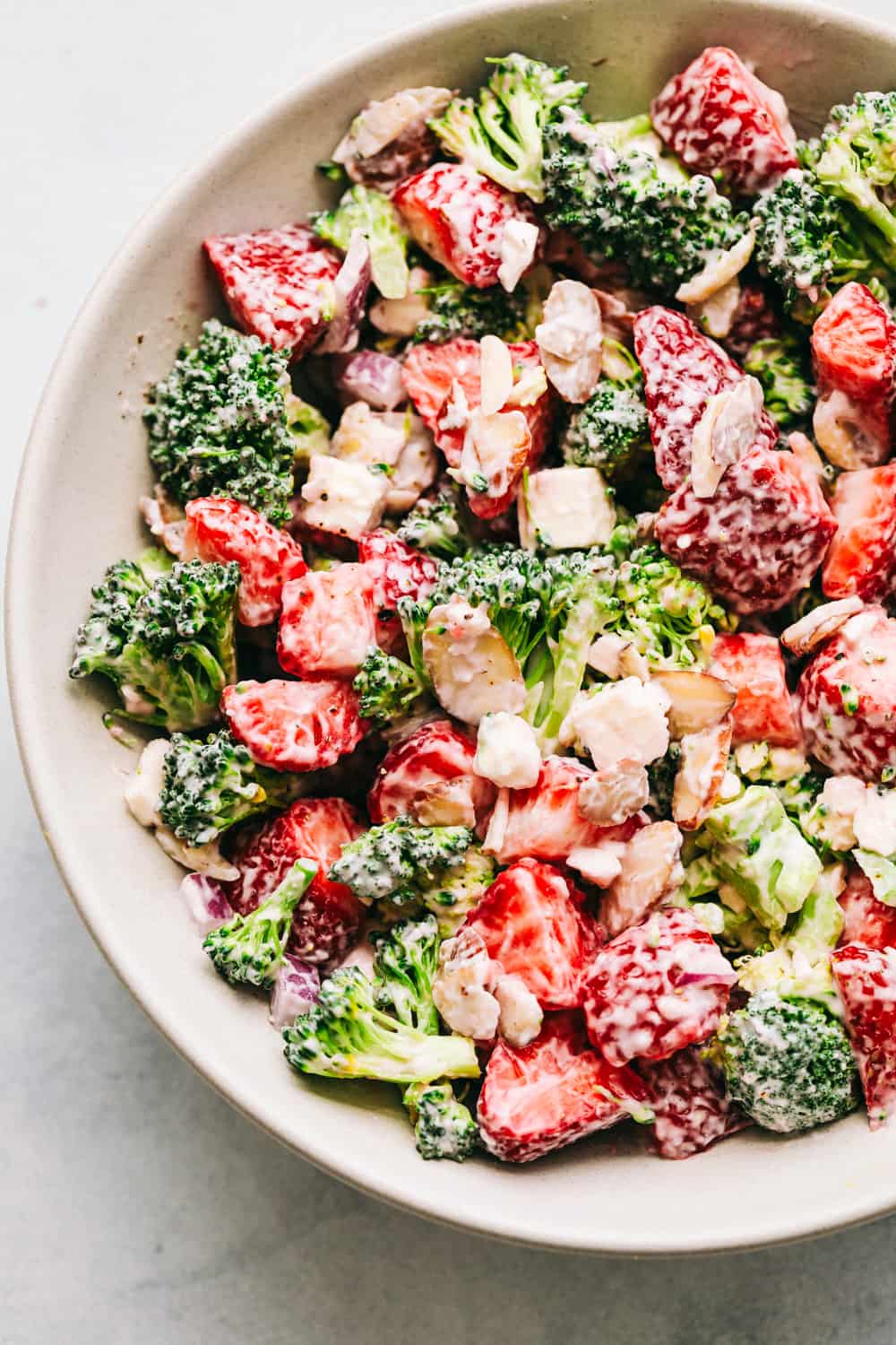 Creamy Strawberry Broccoli Salad in a 