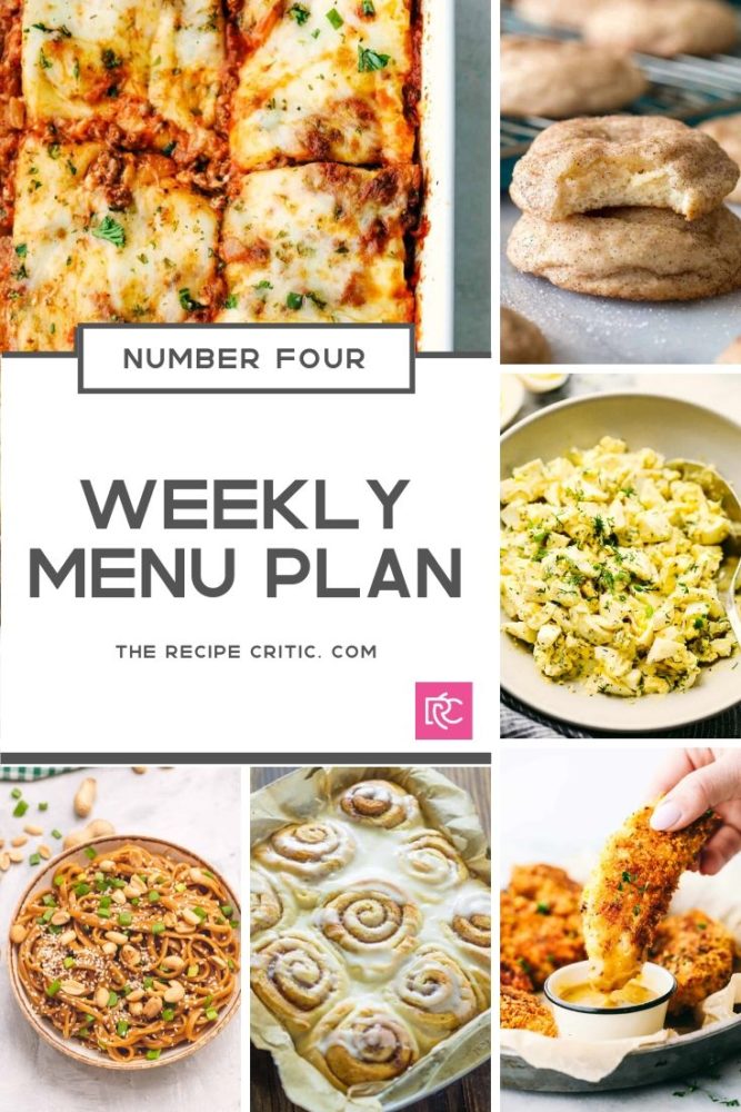Weekly menu plan collage of all the recipes photos 