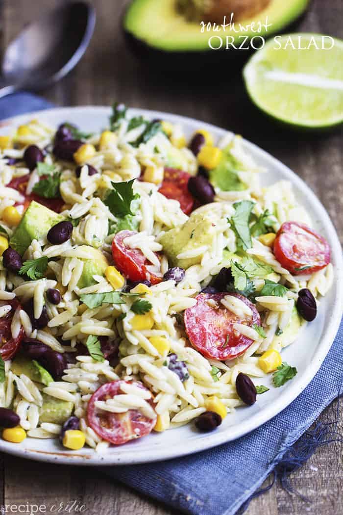 southwest orzo salad with cilantro lime ranch dressing