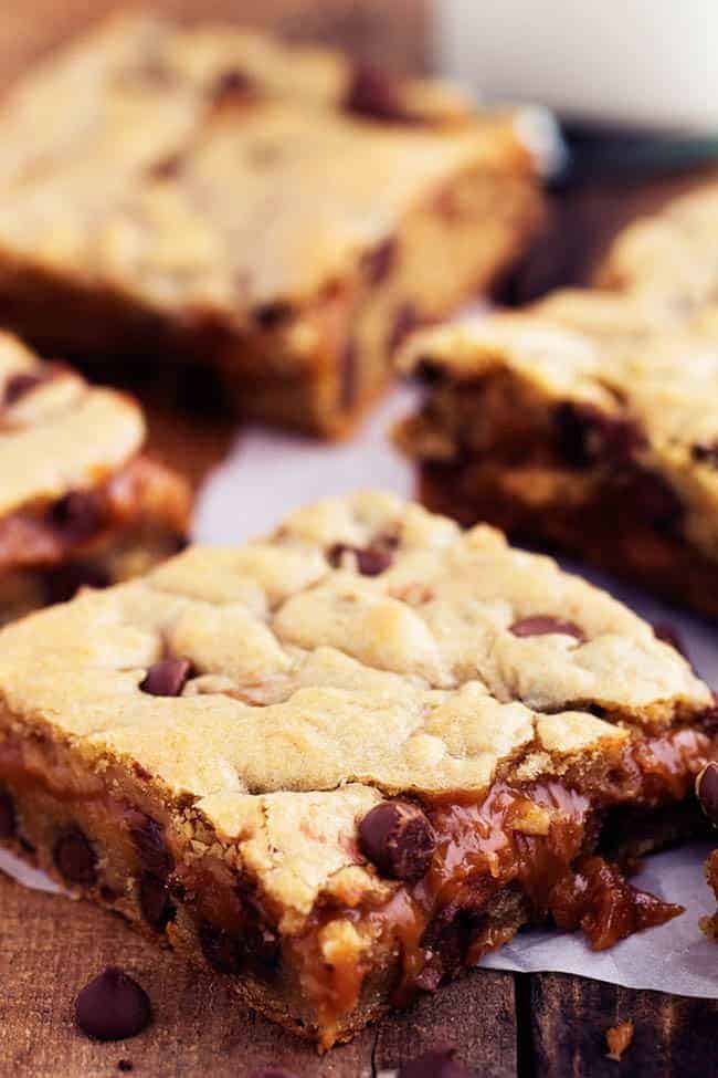 peanut butter caramel chocolate chip cookie bars.