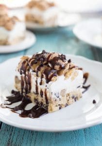 Cookie Dough Ice Cream Bars on a white plate.