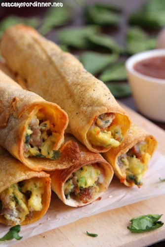 Baked Sausage, Spinach and Egg Breakfast Taquitos | The Recipe Critic