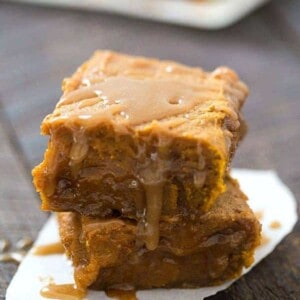 Pumpkin Pie Caramel Blondies - Rich, gooey and the perfect fall dessert!