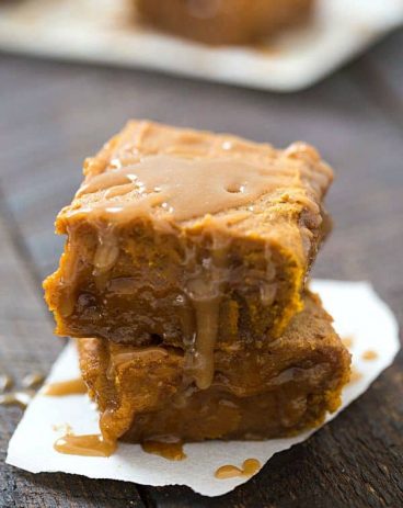 Pumpkin Pie Caramel Blondies - Rich, gooey and the perfect fall dessert!